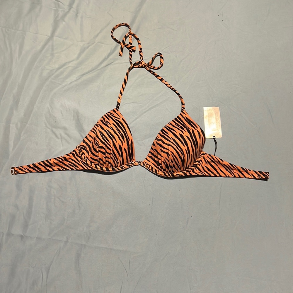 Target tiger pattern bikini top.
